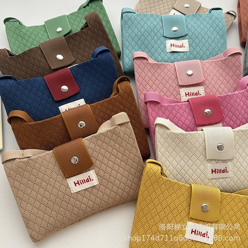 New cross-border Japanese and Korean style dopamine solid color shoulder bag, casual and versatile key coin purse, crossbody phone bag for women.