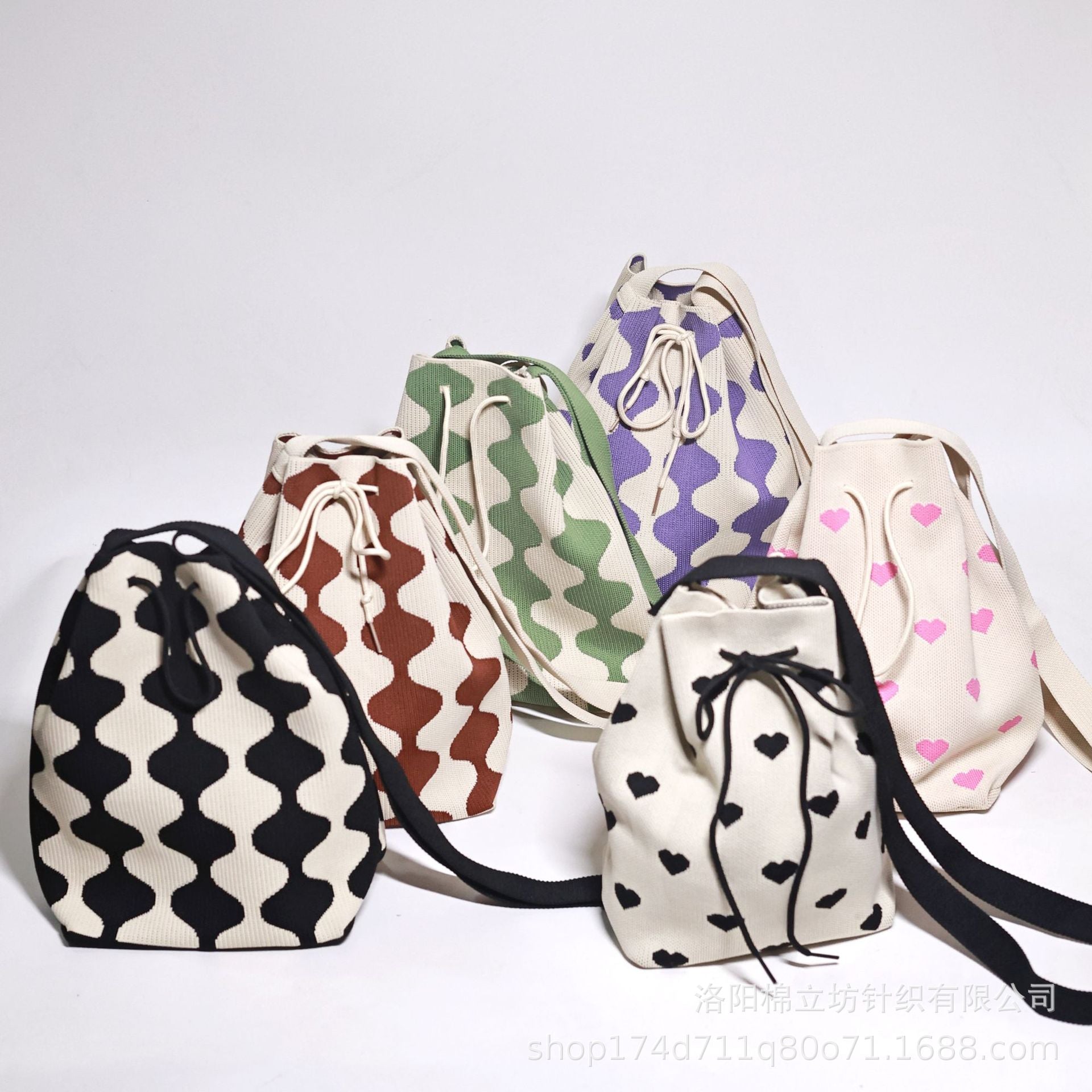 Niche drawstring crossbody bag/handbag/woven insulated bag/lunch bag/water bottle bag/women's handbag