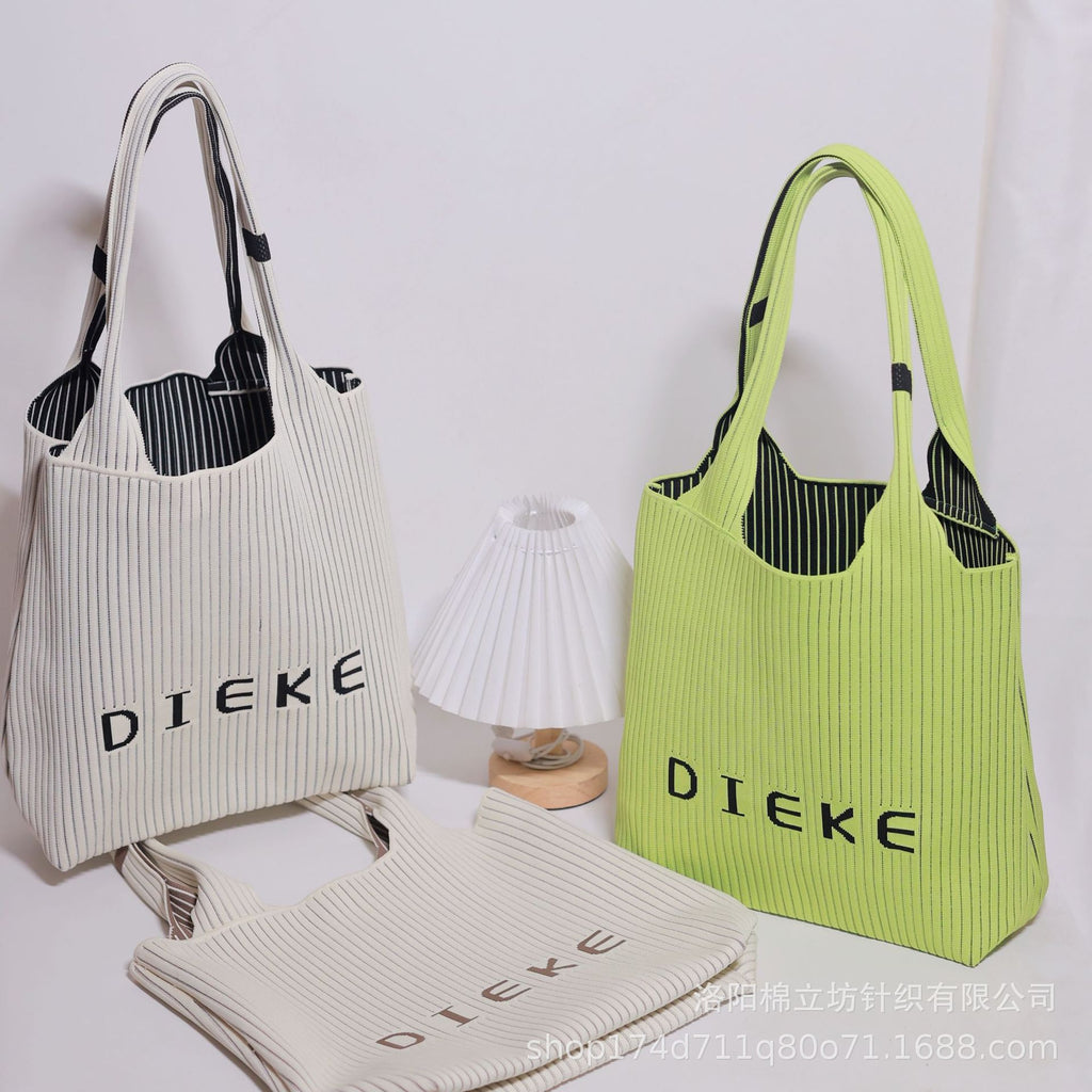 New louvered ribbed tote bag, commuter bag, large capacity bag, casual handbag, shoulder bag, mother-daughter bag, women's bag