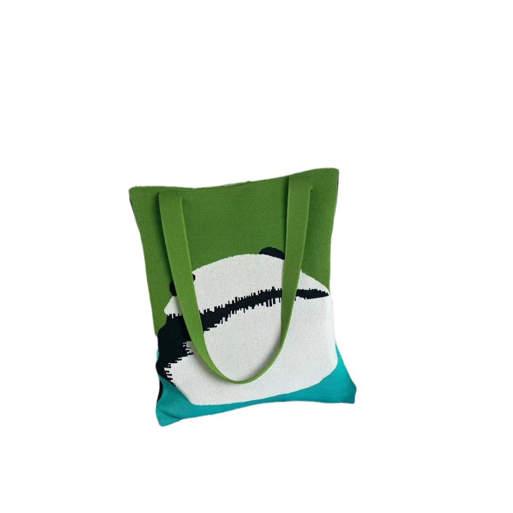 Casual and stylish woolen canvas bag, underarm bag, bucket bag, portable bag, crossbody bag, cute panda women's bag