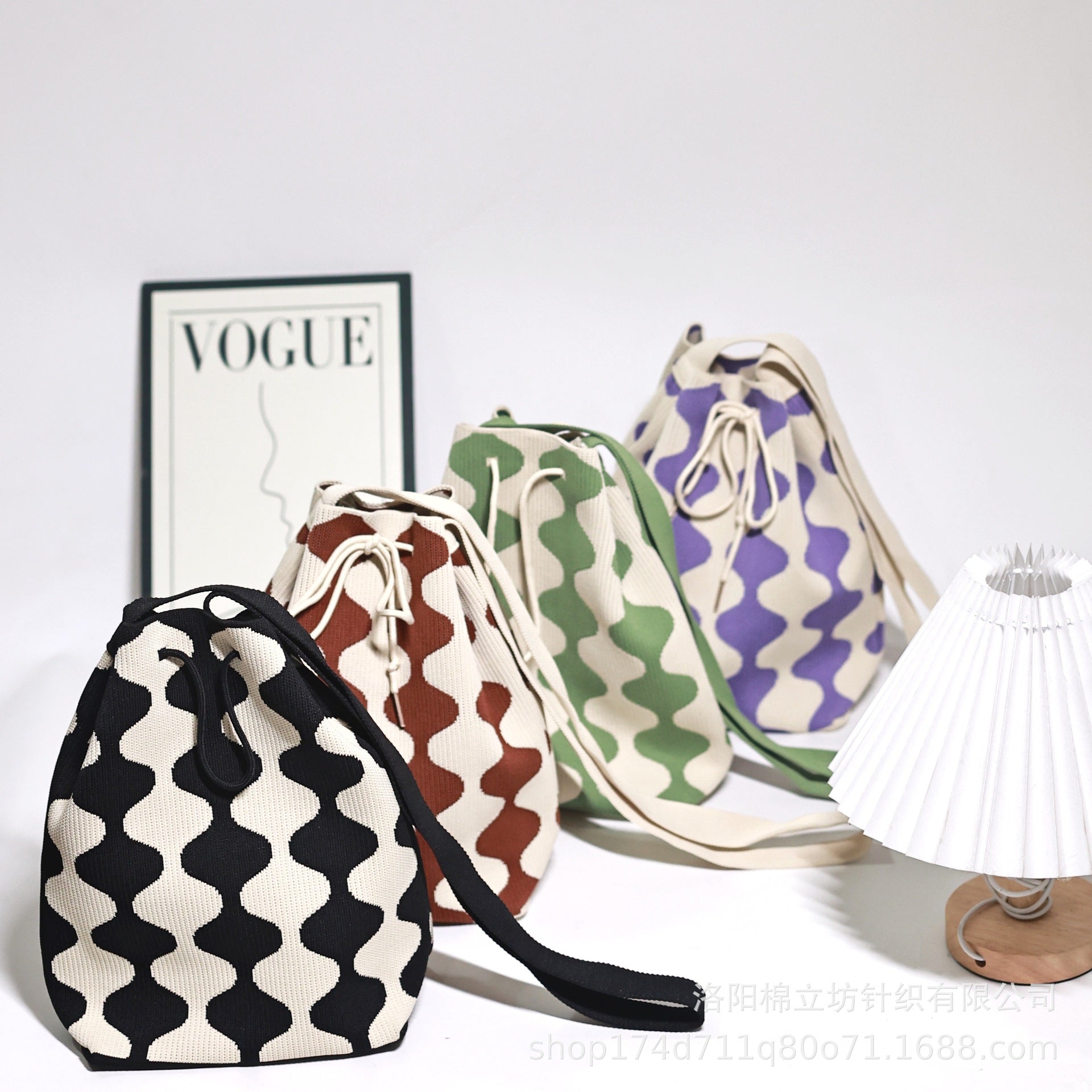 Niche drawstring crossbody bag/handbag/woven insulated bag/lunch bag/water bottle bag/women's handbag