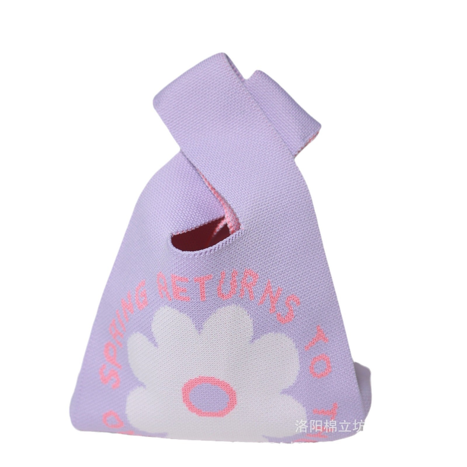 Japanese and Korean style crossbody bag, handbag, knitted wool bucket bag, casual tote bag, lunch bag, woven women's bag