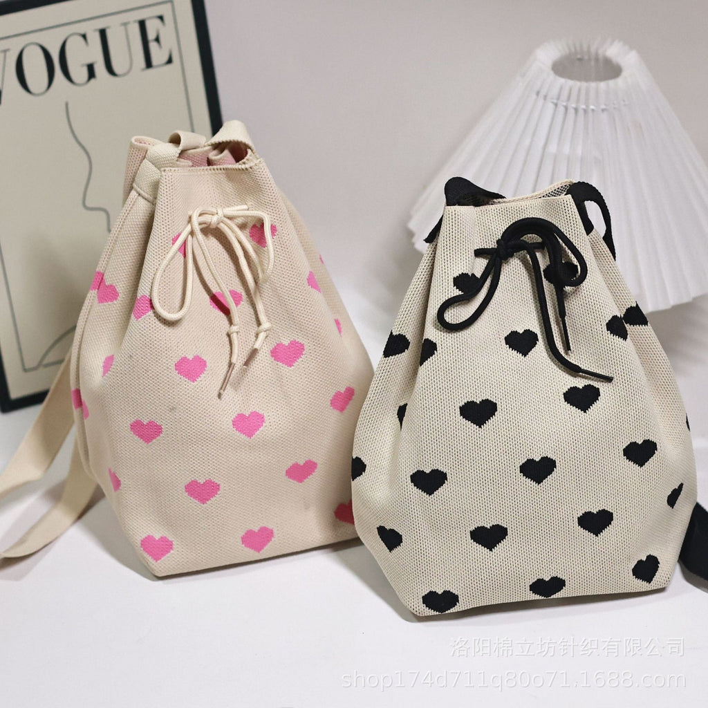 Niche drawstring crossbody bag/handbag/woven insulated bag/lunch bag/water bottle bag/women's handbag